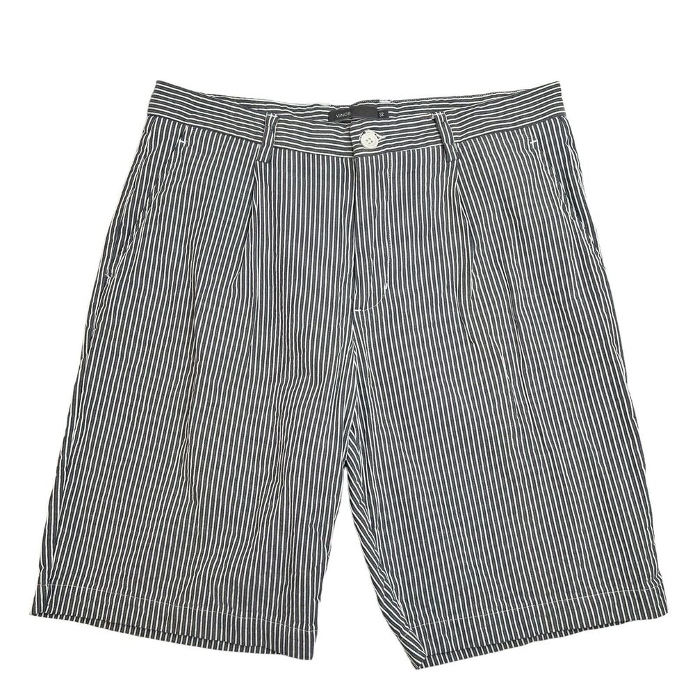 Vince Sz 32 Shorts Chino Pleated Railroad‎ Striped Casual Cotton Resort Beachy